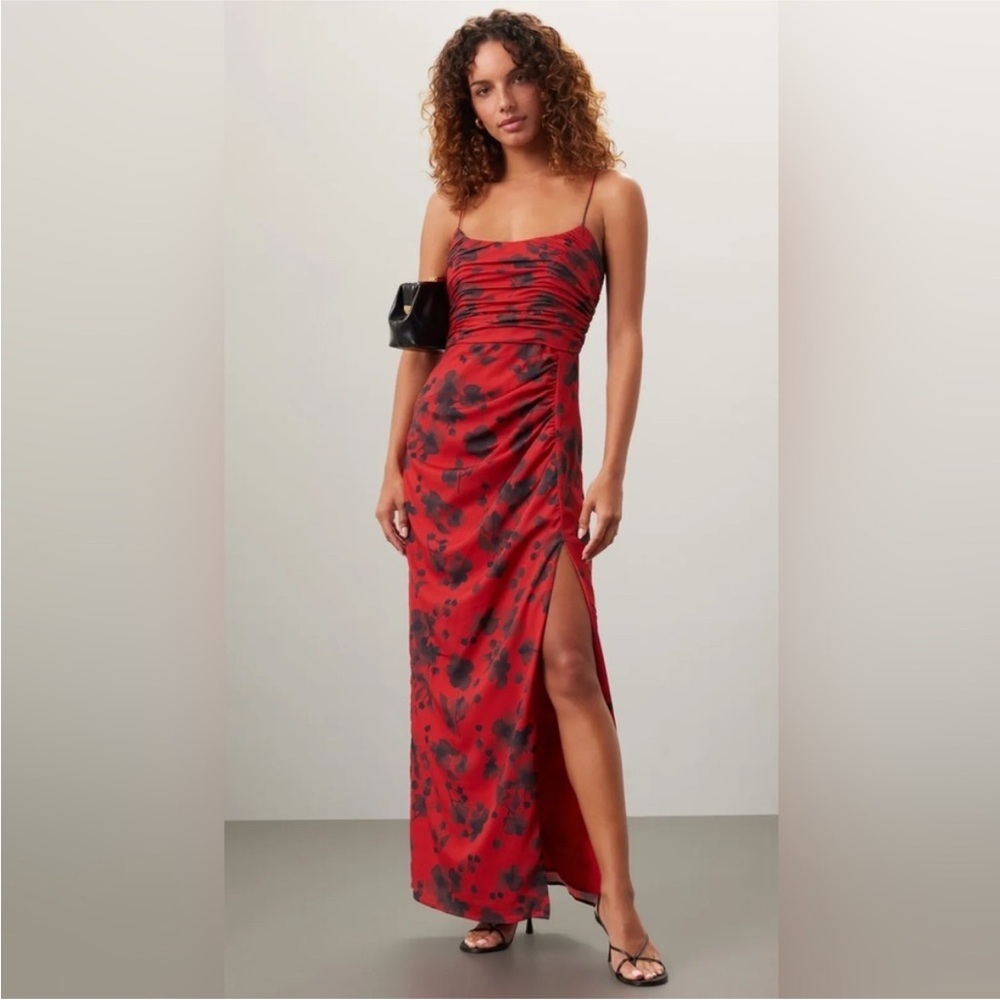 Hutch Red and Black Floral Maxi Dress